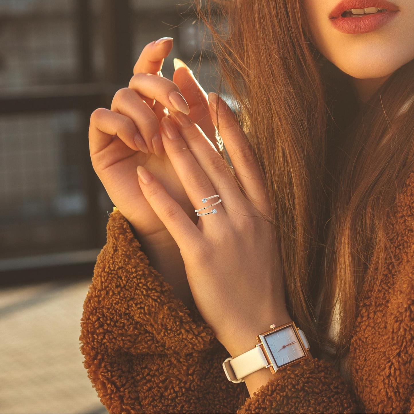Elegant Spiral Diamond Ring